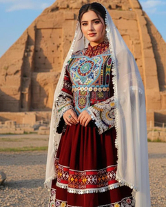 Best Quality Traditional Afghan Kuchi Vintage Solid Work Dresses Breathable Plus Size Casual <b>Wedding</b> Party Wear Afghani Dress - Product Image 2