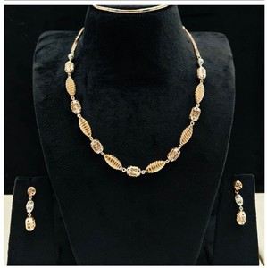 Ensemble de bijoux de luxe en or massif 22 carats, classique, pour mariage et soirée, avec collier ras-de-cou en perles d'eau douce pour femme, cadeau - Product Image 2