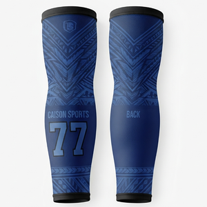 TAISON SPORTS - Mangas de Compresión Premium de Poliéster y Spandex, 220g, Elásticas, de Secado Rápido, Unisex, con Estampado Digital Azul Personalizado - Product Image 1