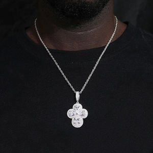 Colgante de Cruz Plateado con Incrustaciones de Cristal y Diamantes de Imitación, Joyería de Moda Hiphop para Hombre, Regalo - Product Image 5