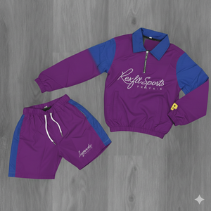 Ensemble de survêtement sportif personnalisé Rexfit en nylon, coupe-vent rose avec fermeture éclair, veste à capuche et short 100 % nylon - Product Image 6