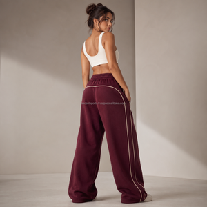 OEM <b>Womens</b> Baggy Fit Wide Leg <b>Jogging</b> <b>Pants</b> in Cotton Fleece Streetwear OEM Durable Drawstring Soft Stylish Elastic Waist - Product Image 2