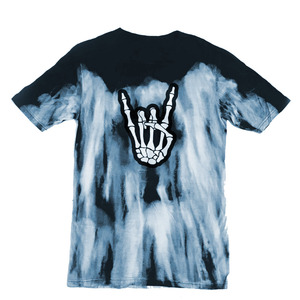 <b>Tie</b> Dye Skeleton Hand Rock Sign T-Shirt <b>Men</b> Short Sleeve Crew Neck 100% Cotton Regular Fit All Seasons Back Print - Product Image 3