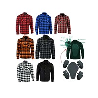 Chemise de moto blindée de niveau 2 personnalisée, rouge et noire, résistante à l'abrasion, en flanelle, doublée en aramide, pour les États-Unis