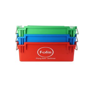 Eco-Friendly <b>Stackable</b> Rectangular Plastic Storage Bin Metal Handle Red Blue PP Material 4mm Thickness Agricultural Use Folin - Product Image 4