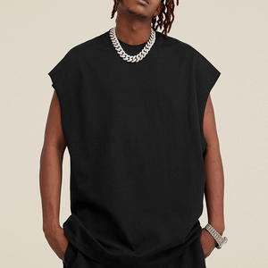 Men Solid Black Sleeveless Tank Top O-Neck Knitted Casual Wear - Product Image 1