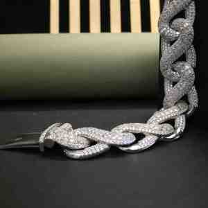 Gent's Hip Hop Emerald Diamond <b>Bracelet</b> 18kt <b>Solid</b> Gold 61.87CT With Exclusive Design <b>Silver</b> Plated For Party - Product Image 4