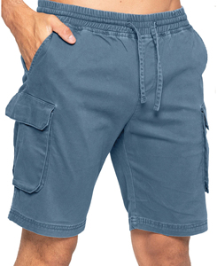 Shorts cargo pour homme en coton 100% respirant, couleur unie, taille mi-haute, fermeture à cordon, 280 GSM - Product Image 1