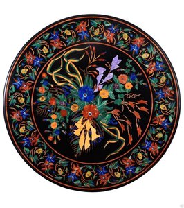 Superficie de Mesa con Incrustaciones de Piedras Preciosas Estilo Vintage Pietra Dura - Product Image 5