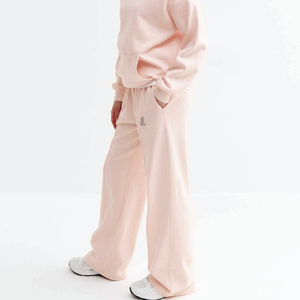 Pantalones Anchos de Mujer Color Rosa, Cintura Media, Cierre Elástico, Casuales, Color Sólido, Largos, Ajuste Holgado, Tejido Transpirable, Estilo Primavera - Product Image 4
