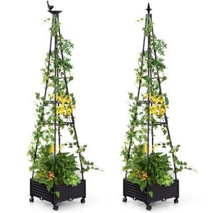 Fioriera da Giardino Grande in Plastica da 81 Pollici con Traliccio, Materiale PP, per Interni/Esterni, Vaso Rialzato Quadrato con Motivo a Quadri - Product Image 5