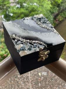 Handmade Customizable Resin Jewelry <b>Box</b> with Art Inlay Multi-Use Storage for <b>Keepsakes</b> & Jewelry From India - Product Image 5