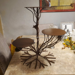 Elegante Soporte para Tartas con Diseño de Corteza, Recubrimiento en Polvo Marrón, Forma Redonda, Perfecto para Bodas, Cumpleaños y Otras Ocasiones - Product Image 3
