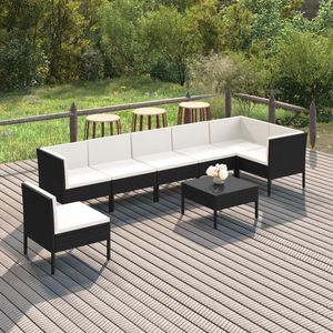 Grand ensemble de salon de jardin modulaire en rotin PE noir, mobilier d'extérieur modulaire haut de gamme - Product Image 1