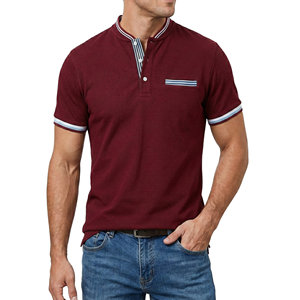 Premium Men's <b>Grandad</b> Collar Polo <b>Shirt</b> Contrast Trim Slim Fit Soft Knitted Cotton Wholesale Factory Price Polo <b>Shirts</b> For Men - Product Image 5