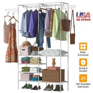 66.1x42.1x14.2in Perfect 4 Layers Shelves Closet Organizing <b>Rack</b> 42.1in Hanging Rod Fabric <b>Rack</b> Weight Capacity for <b>Clothes</b> - Product Image 4
