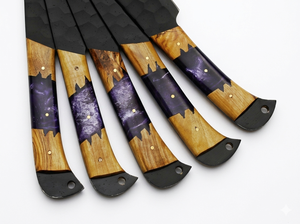 Juego de Cuchillos de Cocina de 5 Piezas de Acero Inoxidable Hechos a Mano con Hoja Recta y Mangos de Madera, Serie Titan Hammered - Product Image 3