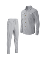 Ensemble deux pièces décontracté pour homme, grande taille, respirant, séchage rapide, en mélange synthétique, tricot gaufré, veste à col et pantalon – OEM