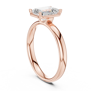 Anillo de Compromiso Solitario con Corte Esmeralda en Oro Rosa, Clásico con Cuatro Puntas, Joyería Fina Elegante para Mujer - Product Image 3