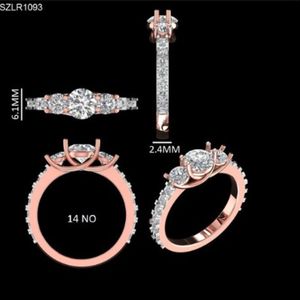 Anillo de oro premium de 18kt y 14kt con diamante de corte redondo de 2.188 ct, peso 3.95 y 3.24, talla 3, joyería fina, anillo de compromiso para mujer - Product Image 1