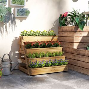 Jardinera Vertical de 4 Niveles con Orificios de Drenaje, Caja de Cultivo para Hierbas, Vegetales y Flores - Product Image 2