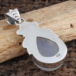 Collier pendentif artisanal en argent sterling 925 plaqué platine vintage avec œil de tigre arc-en-ciel naturel, unisexe, vente en gros - Product Image 3