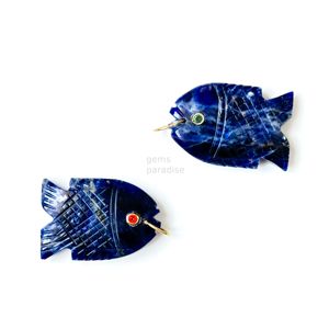 Pendentif Poisson en Sodalite AAA, Collier en Argent 925 Fait Main avec Pierre Précieuse, Breloque en Cristal de Guérison Sculptée à la Main, Bijou de Luxe Tendance pour la Création de Bijoux - Product Image 6