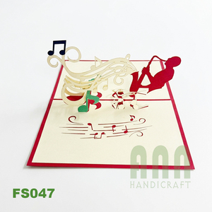 การ์ดมิตรภาพงานฝีมือ ANN HANDICRAFT FS047 แบบกำหนดเอง ทำมือ 3 มิติ ดีไซน์ศิลปินดนตรีแจ๊ส แรงบันดาลใจจากเวียดนาม พิมพ์ลาย ตัดกระดาษ - Product Image 1