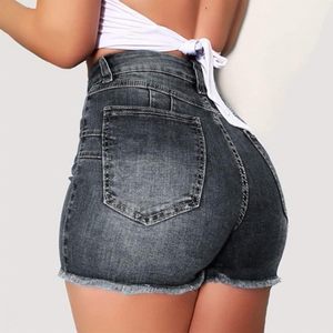 Shorts en jean pour femme taille haute super déchirés délavés style décontracté été tissu doux respirant élégant vente en gros OEM - Product Image 6