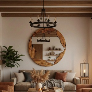 Espejo de Pared de Madera Estilo Provincial Francés, Elegante Espejo de Pared de Madera para Decoración de Estilo Antiguo, Espejo Colgante al por Mayor - Product Image 4