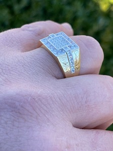 <b>Mens</b> Iced Out Square Pinky <b>Ring</b> 14k Gold Over Sterling <b>Silver</b> Moissanite <b>Ring</b> Hip Hop <b>Ring</b> <b>Men</b> Bling Statement Luxury Jewelry - Product Image 5
