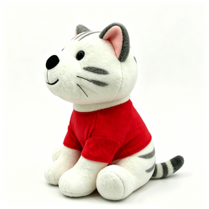 Peluche de panda blanco y negro, peluche de panda con camisa roja, muñeco de peluche de panda sentado, peluche de panda. - Product Image 5