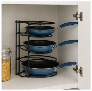 <b>Pot</b> and Pan Organizer Rack for Kitchen Cabinet Space-Saving Metal Cookware Storage Stand Freestanding Lid <b>Holder</b> for Home - Product Image 4