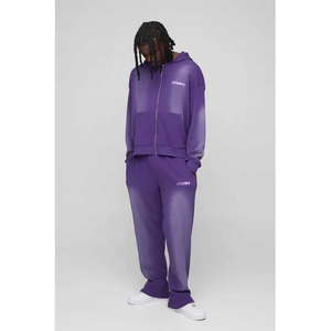 Chándales con capucha y cremallera para hombre, de corte holgado y extragrande, con textura gofrada lavada, personalizados al por mayor, de tejido grueso, estampados, ropa de invierno, fabricados en Pakistán - Product Image 4