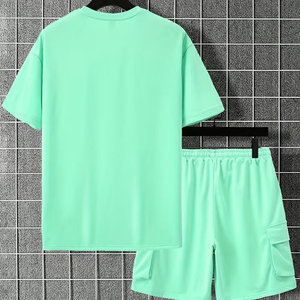 Mens Casual Streetwear <b>Set</b> Manufacturer 2 Piece Cotton Cargo Shorts Summer OEM ODM Bulk Supply - Product Image 3