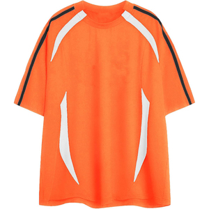 New Design Men Sporty Orange Color block T-shirt with White & Black Accents Casual Activewear Comfortable & Trendy Soccer Shirt - Product Image 1