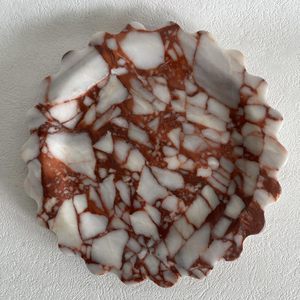 Marble Scalloped Tray Round Wave Tray <b>Small</b> Serving Platter <b>for</b> Counter, Bathroom, <b>Kitchen</b>, Nightstand, Jewelry Ring Dish Holder - Product Image 1