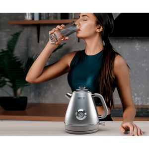 Bollitore Elettrico Retrò Grigio Scuro 1200W in Acciaio Inox SUS304 per Alimenti Capacità 1.7L/57.5 oz Chiusura Automatica Senza BPA Lampada LED Automatica Rapido - Product Image 5