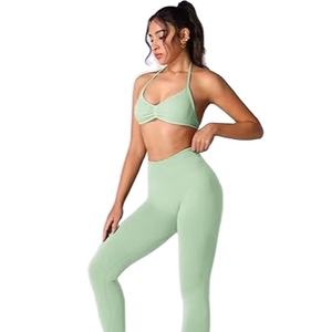 Ensemble 2 pièces pour femmes, sur mesure, de haute qualité, respirant, solide, en spandex/coton, vêtements de fitness, extensible, ensemble pour femmes - Product Image 3
