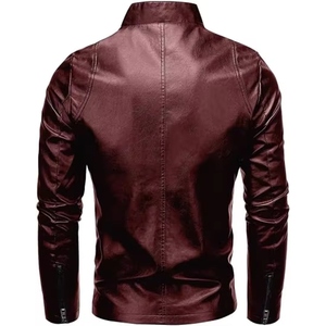 Chaqueta de Motociclista para Hombre, Negra, Transpirable, Impermeable, de Cuero Genuino Color Borgoña, Manga Larga, para Invierno - Product Image 5