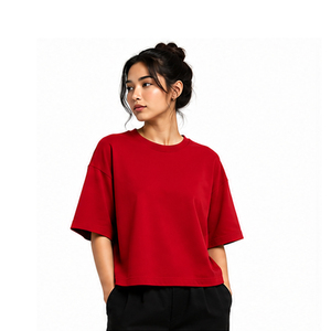 T-shirts amples à carreaux d'été pour femmes en coton épais, coupe droite, manches courtes, style streetwear, impression personnalisée, marque privée, vente en gros - Product Image 1