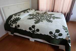 Colcha de Algodón con Apliques de Fruta del Pan, Diseño Botánico Hawaiano Personalizado, para Cama Queen/King, Acolchado a Mano, Ropa de Cama Estilo Retiro Isleño - Product Image 3