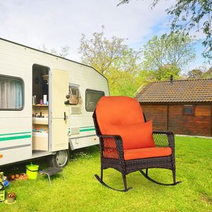 Sedia a dondolo singola in tessuto marrone sfumato per uso giardino - Product Image 2