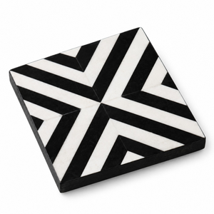 <b>Epoxy</b> Resin Square Coaster Set Black White Geometric Drink Coasters for Coffee Tea Table Decor | Modern Luxury Home Office Gift - Product Image 1