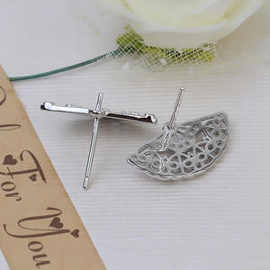 Women's S925 Silver <b>Fine</b> <b>Jewelry</b> <b>Sets</b> DIY Accessory Fan-Shape Earring Necklace Pendant Collarbone Chain Tire Hair Pearl Hollow - Product Image 5