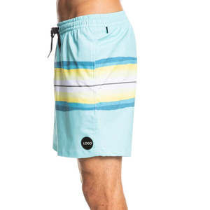 Shorts de Playa Casuales para Hombre, de Secado Rápido, de Poliéster Estampado, Proveedor de Shorts de Baño para Hombre al por Mayor, Shorts de Baño de Verano con Cintura Elástica, Estilo Tropical - Product Image 2