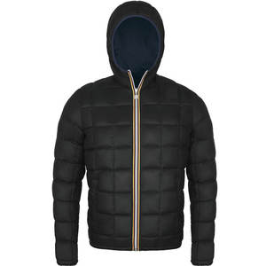 Chaqueta Acolchada Cálida de Calidad para Hombre con Capucha, Ropa Exterior Casual de Invierno, 100% Poliéster, Teñido Liso, Frente con Diseño de Parches - Product Image 4