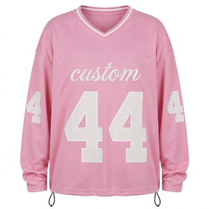 Camiseta de Fútbol Americano Personalizada al por Mayor, Color Rosa Claro, Malla de Poliéster Transpirable, Ropa Deportiva para Hombre y Jóvenes, Nombre y Número Personalizados - Product Image 1