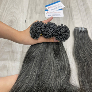 ผมต่อแบบเคราติน K Tip ผมเวียดนามแท้แบบดับเบิ้ลดรอว์น  จัดเรียงเกล็ดผม ขายส่ง สีเทา - Product Image 3