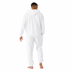 Custom Men's Heavyweight <b>White</b> Hoodie Tracksuit Set | Premium Cotton Fleece Sweat Suit | Blank <b>Jogger</b> Set - Product Image 1